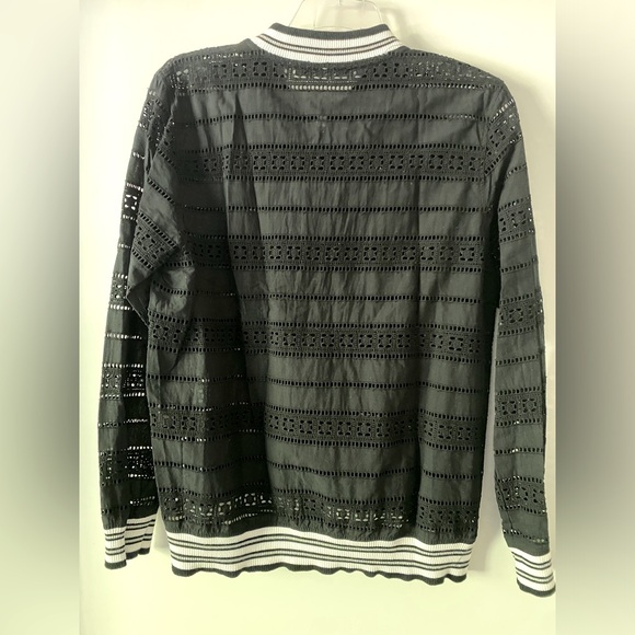 MOBACO COTTONS Lace Bomber Jacket Large - Picture 4 of 4